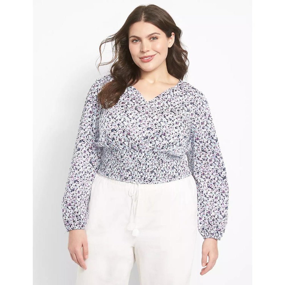 Lane Bryant Fitted V-Neck Cropped Blouse 28